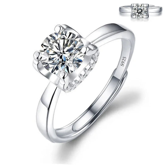 Luckacco Never Fade Luxury Classic 18K White Gold Color Ring Solitaire 2 Carat Zirconia Diamant Wedding Band Women Jewelry Accessories