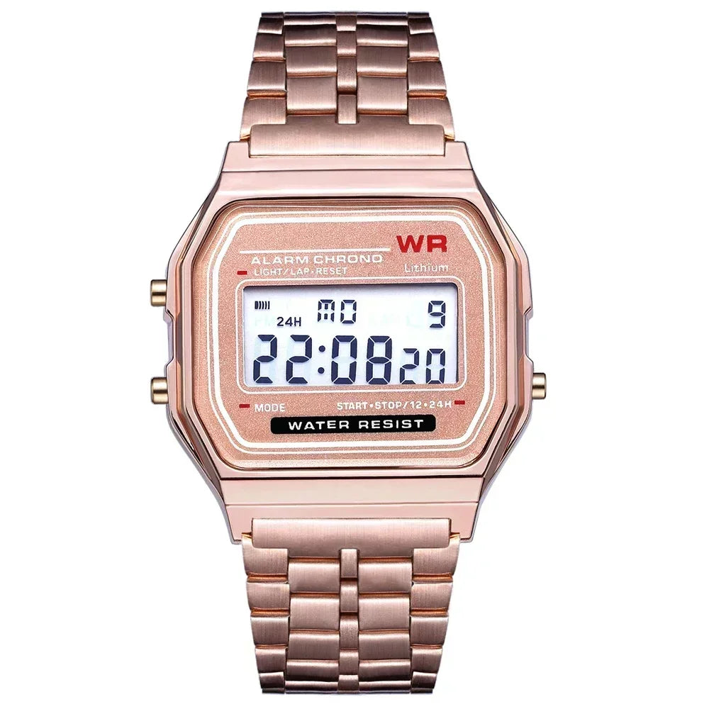 luckacco retro square electronic watches digital display women men watch rose gold silver luxury ladies wristwatches relojes para mujer
