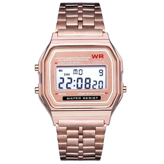 Luckacco Retro Square Electronic Watches Digital Display Women Men Watch Rose Gold Silver Luxury Ladies Wristwatches Relojes Para Mujer
