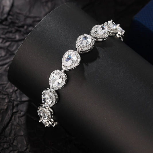 Luckacco Micro inlaid exquisite AAA drop zircon bracelet feminine bridal wedding dress hand ornament