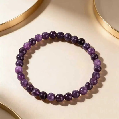 Luckacco Amethyst Beaded Stretch Bracelet Bohemian Style Crystal Jewelry for Women Adjustable Fit Most Wrists Trendy Daily Wear Accessory
