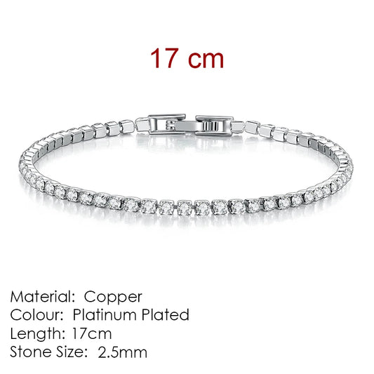 Luckacco Fashion Multicolor Tennis Bracelet for Women 2.5/3/4/5mm Zirconia Charm Designer Tennis Chain Men Bracelet Wedding Jewelry KC128