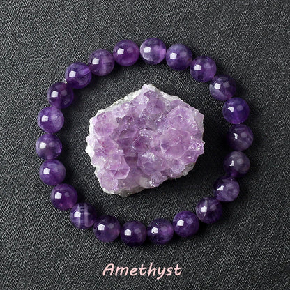 Luckacco Geniune Amethyst Natural Crystal Bracelet for Women Pulsera Amethust Bracelet Made of Real Natural Stone Beads Body-Purifying