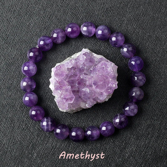 Luckacco Geniune Amethyst Natural Crystal Bracelet for Women Pulsera Amethust Bracelet Made of Real Natural Stone Beads Body-Purifying