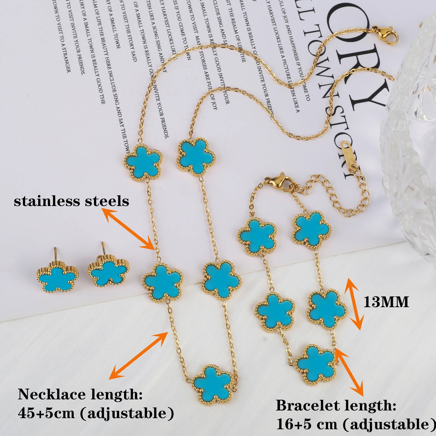 luckacco classic luxury stainless steel bracelet ladies adjustable five flower bracelets for women new fashion party jewelry gifts clover