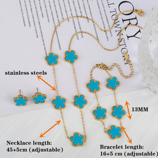 Luckacco Classic Luxury Stainless Steel Bracelet Ladies Adjustable Five Flower Bracelets for Women New Fashion Party Jewelry Gifts Clover