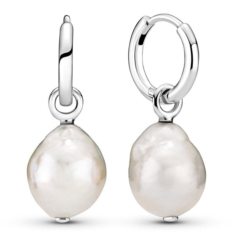 925 Sterling Silver Popular Earring Flying Butterfly Pearl Freehand Heart Droplets Hoop Earring For Women Jewelry Gift - luckacco