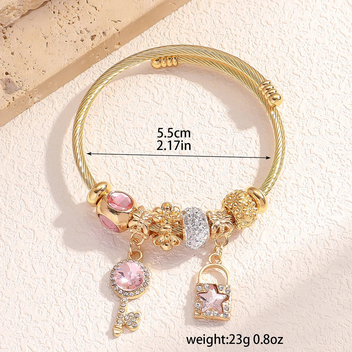 luckacco 1pc women's fashion pan family multi element beaded key lock bracelet bracelet date travel banquet party festival dressing gift