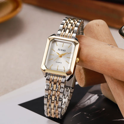 Luckacco New Fashionable Simple Explosive Square Bar Scale Dial Steel Strip Quartz Watch