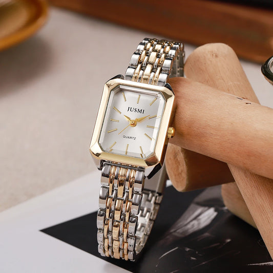 Luckacco New Fashionable Simple Explosive Square Bar Scale Dial Steel Strip Quartz Watch