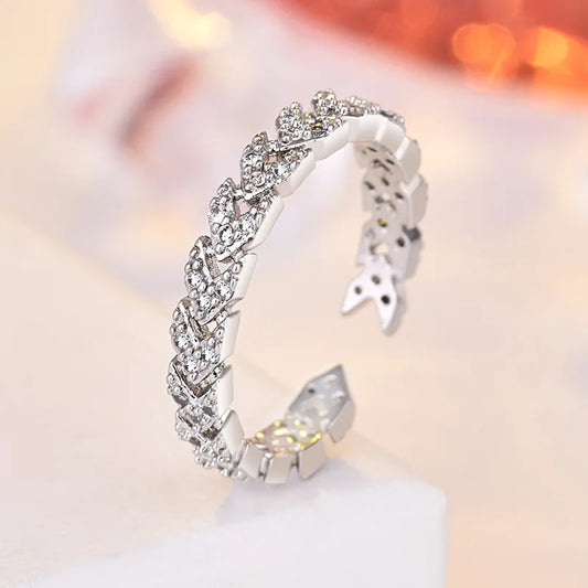 Luckacco 925 Sterling Silver Zircon Adjustable Ring Simple Fashion Exquisite Student Girlfriend Jewelry Accessories Wedding Party