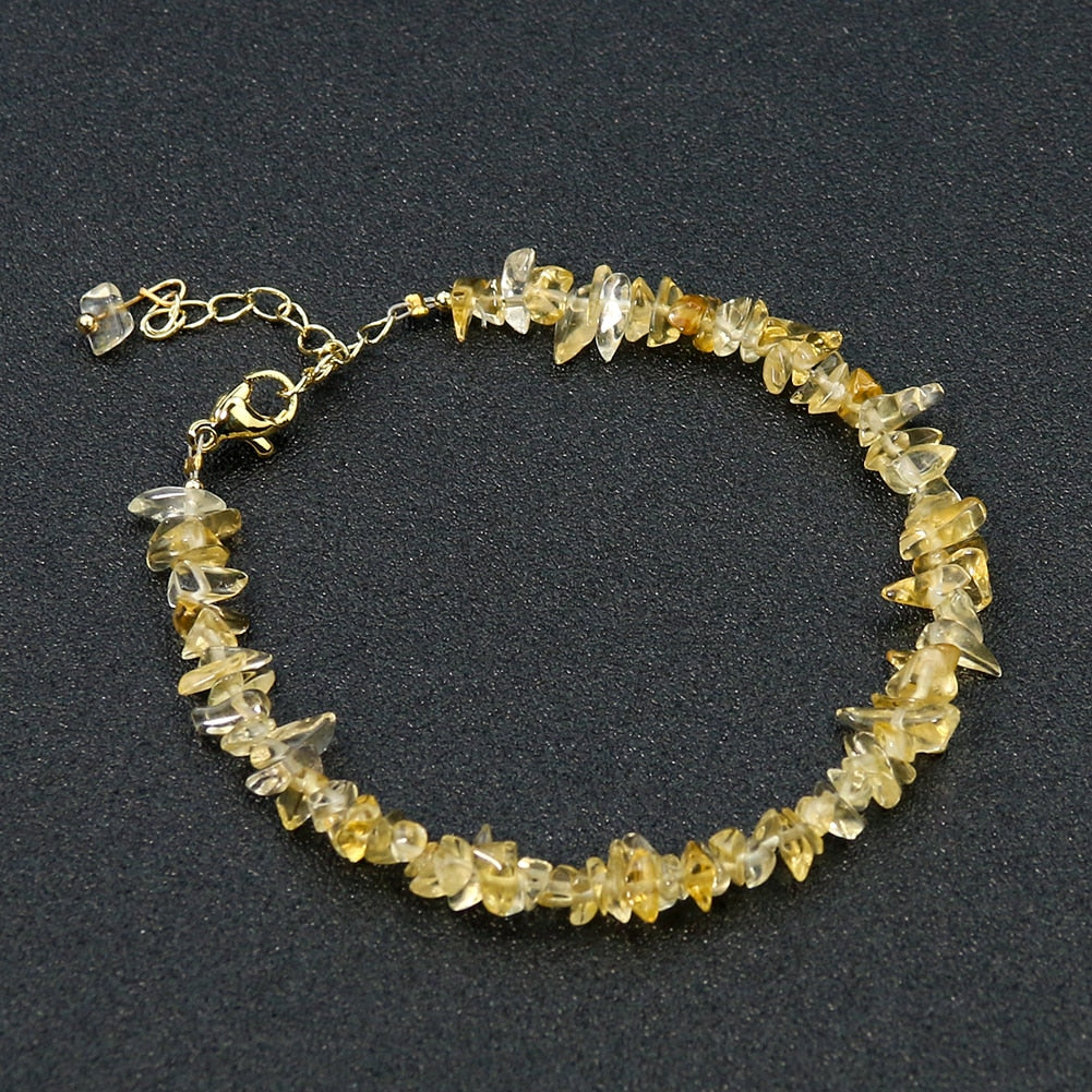 Real Citrine Crystal Quartz Beads Bracelet Fortune Energy Stone Irregular Bangle Mineral String Woman Amulet Jewelry