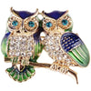 Luckacco Trendy Double Owl Brooches Rhinestone Brooch Badge Pin Bird Animal Party Casual Suit Decoration Badge For Women Corsage Gifts