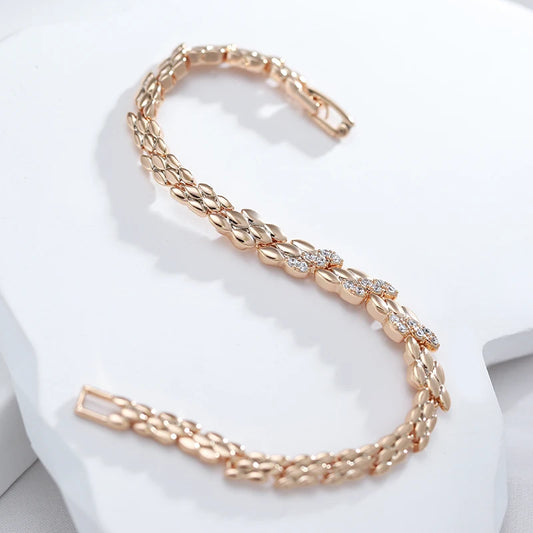 Luckacco Kinel Fashion 585 Rose Gold Color Bracelet For Women Luxury Natural Zircon Bride Fine Wedding Daily Fine Jewelry 2022 New