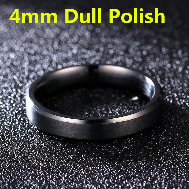 luckacco 4-8mm dull polish silver color titanium ring for men and women personalized ring customize engraved