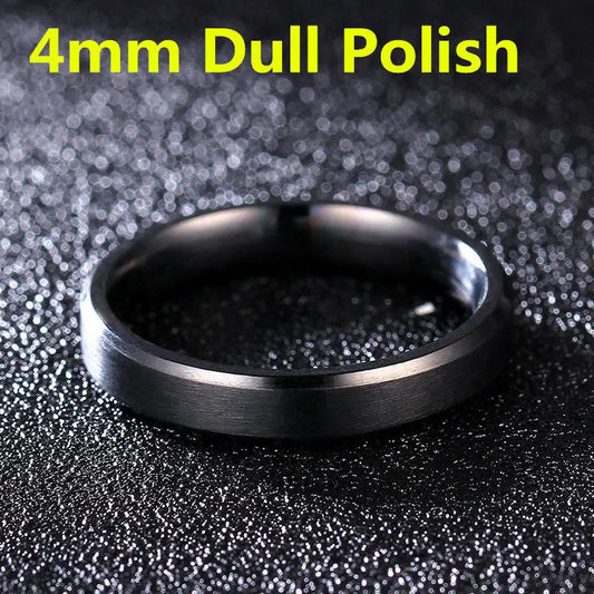 Luckacco 4-8mm Dull Polish Silver Color Titanium Ring For Men and Women Personalized Ring Customize Engraved