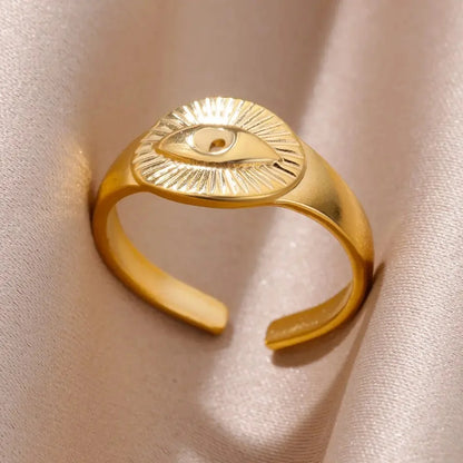 Luckacco Stainless Steel Smooth Surface Shell Simple Geometric Ring  for Women Gold Color Exquisite Personalized Open Ring Couple Jewelry