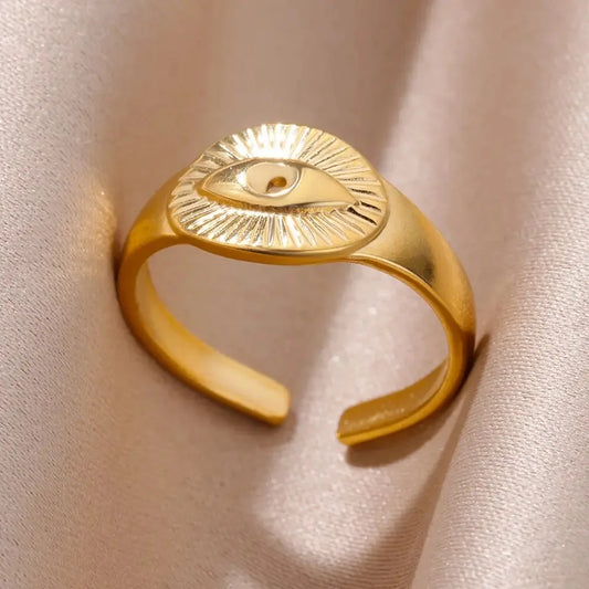Luckacco Stainless Steel Smooth Surface Shell Simple Geometric Ring  for Women Gold Color Exquisite Personalized Open Ring Couple Jewelry