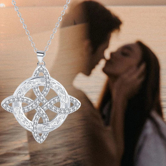 Luckacco YILUOCD Magic Witch Knot Zirconia Pendant Necklace Witchcraft  Good Luck Amulet Wicca Protection Jewelry For Women