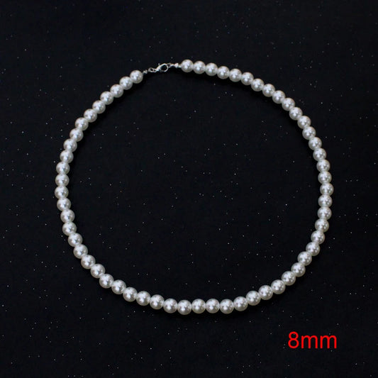 Luckacco Classic Elegant White Pearl Chokers Necklace For Women Men Wedding Banquet Necklaces Vintage Beads Handmade Jewelry Party Gift