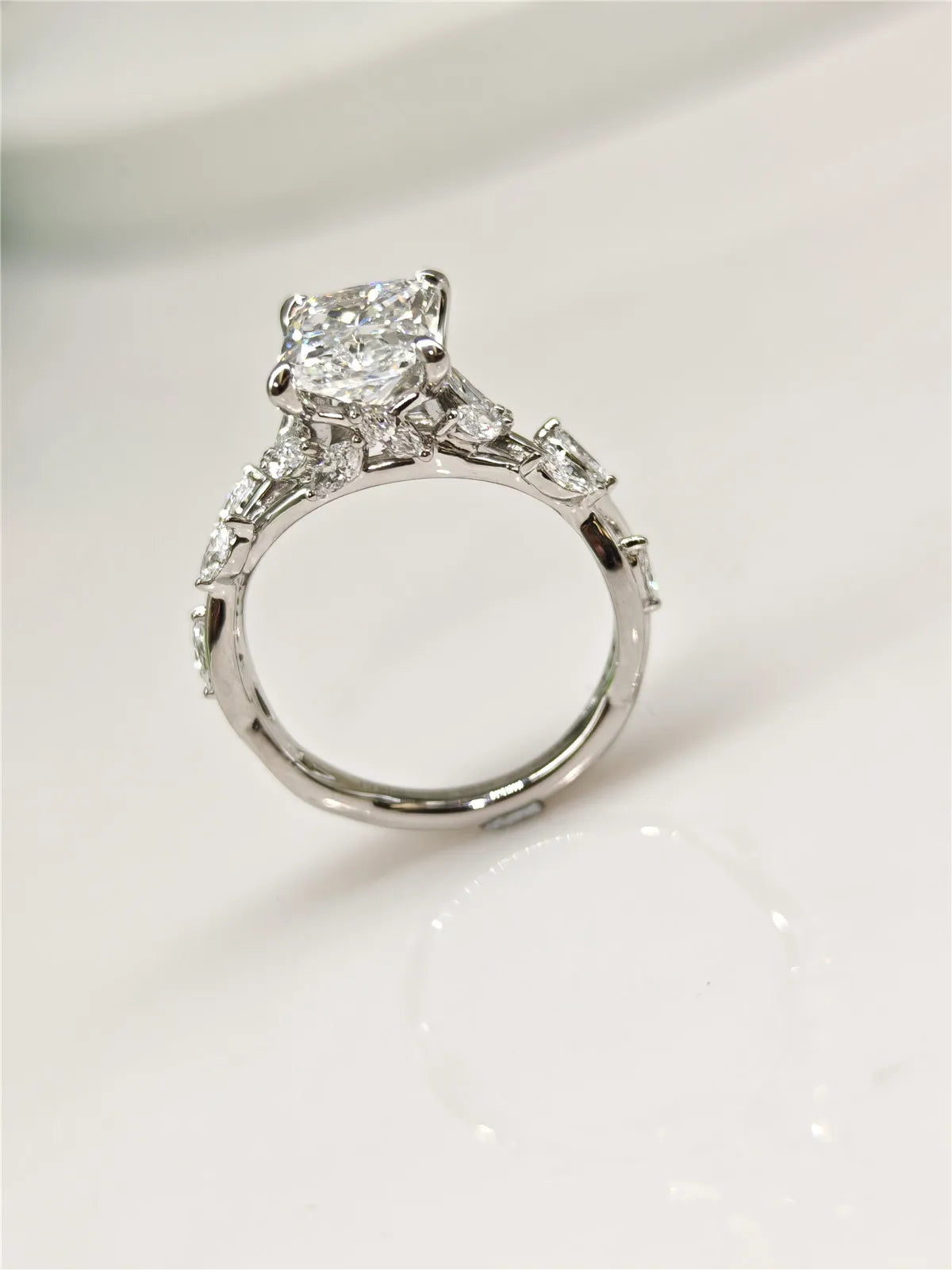 luckacco pt950 platinum solid real gold vine twigs igi3ct radiant marquise lab grow diamond wedding diamond engagement ring fine jewelry