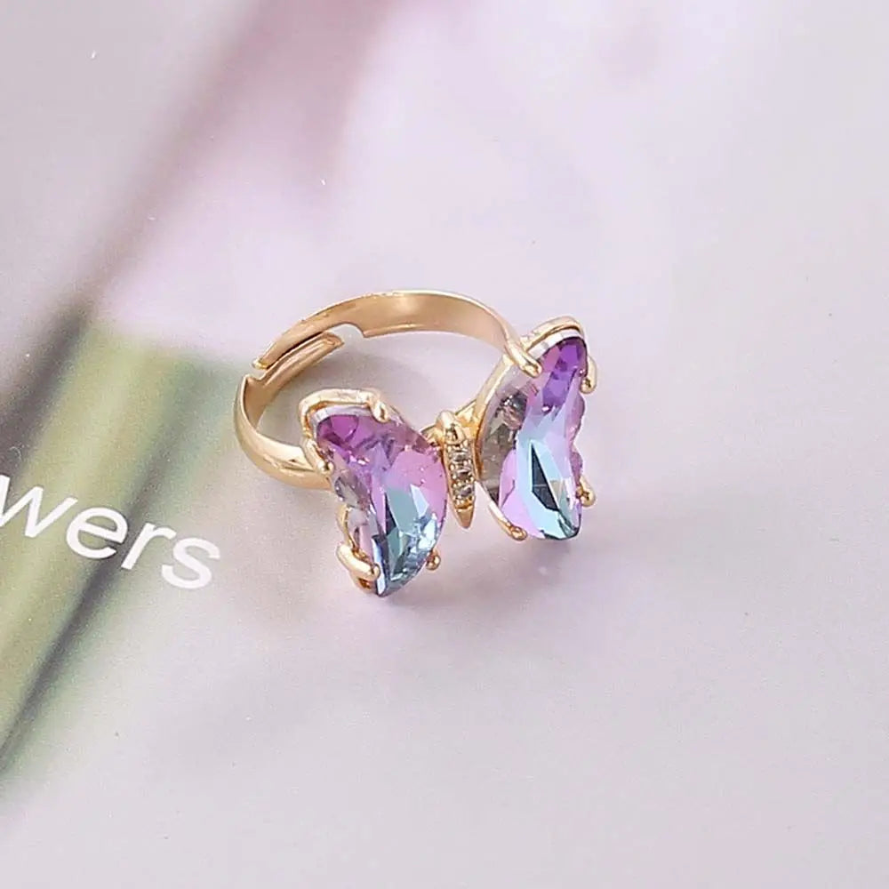 luckacco fashion pink bowknot finger ring exquisite sweet bow-tie ring bowknot adjustable bowknot opening ring weeding