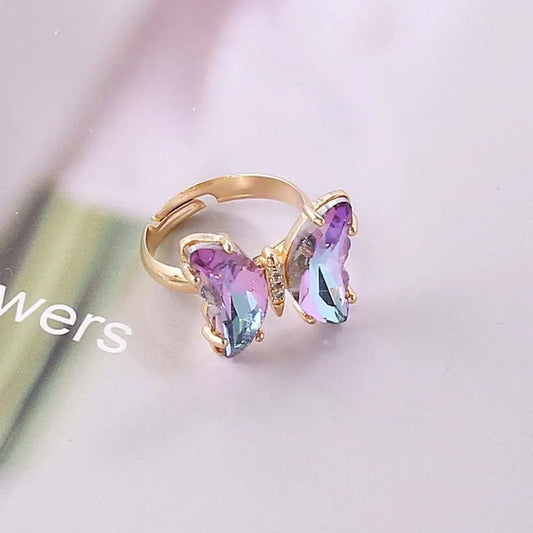 Luckacco Fashion Pink Bowknot Finger Ring Exquisite Sweet Bow-tie Ring Bowknot Adjustable Bowknot Opening Ring Weeding