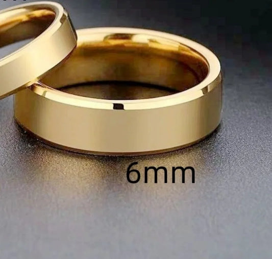 Luckacco Stainless Steel Couple Rings Gold colour Simple Women Men Lovers Wedding Jewelry Halloween and Christmas Gifts
