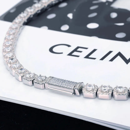 Luckacco Hip Hop Jewelry 7Mm Cubic Zirconia Cluster Tennis Chain Iced Out Bracelet Bling Jewellery Free Laser Name Drop Shipping