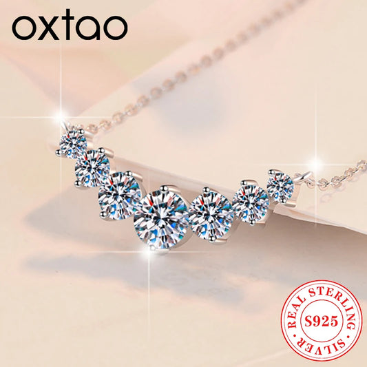 Luckacco U-Smile Moissanite Necklace D VVS1 for Women D Color Sparkling Lab Diamon Luxury Necklaces 925 Sterling Silver GRA Certified