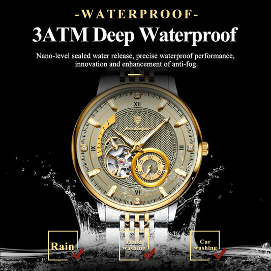 Luckacco POEDAGAR Luxury Man Wristwatch Top Automatic Mechanical Luminous Men Watch Hollow Tourbillon Stainless Steel Men's Watches Reloj