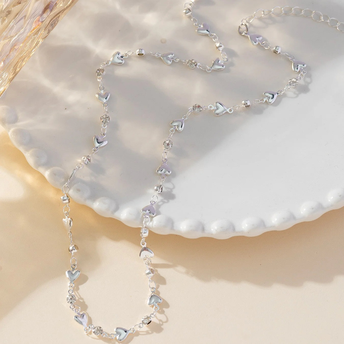 luckacco trendy gold silver color glass long y-shaped necklace metal collarbone chain summer holiday party bohemian body jewelry gifts
