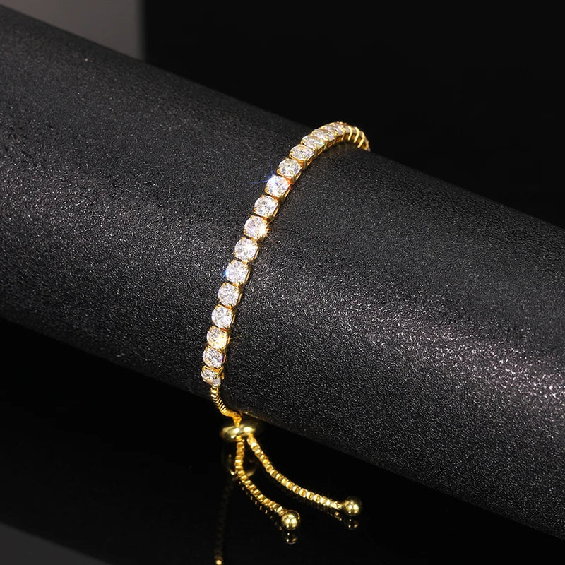 luckacco daily picks adjustable draw bracelet for women full bling crystal cubic zirconia exquisite female hand accessories statement jewelry