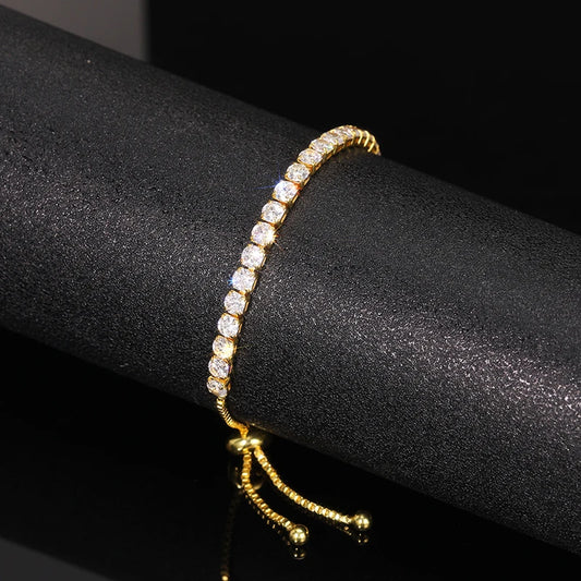 Luckacco daily picks Adjustable Draw Bracelet for Women Full Bling Crystal Cubic Zirconia Exquisite Female Hand Accessories Statement Jewelry