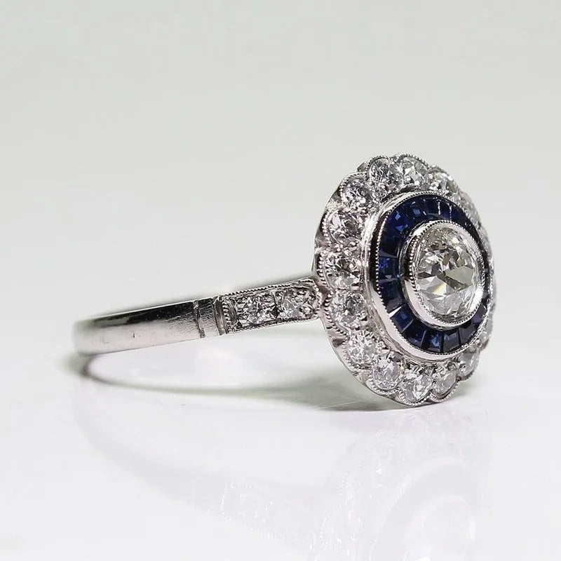 luckacco classic round flower floral shaped crystal ring bling iced out shiny aaa cz rhinestone zircon for women wedding jewelry