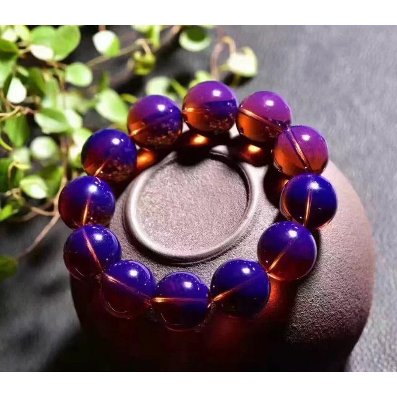 luckacco dominican violet blue amber bracelet men's and women's single circle buddha bead wax amber bracelet