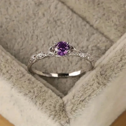 Luckacco Autumn and Winter New Style Light Luxury Style Amethyst Zirconia Women's Ring in Europe and America Simple Fashion Gem Ring