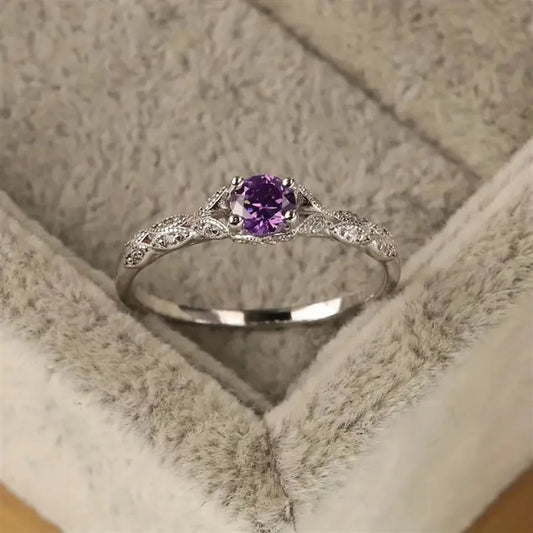 Luckacco Autumn and Winter New Style Light Luxury Style Amethyst Zirconia Women's Ring in Europe and America Simple Fashion Gem Ring