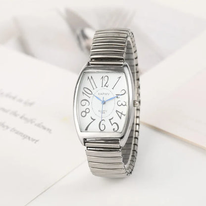 Luckacco Vintage Couple Business Women Men Watch Elastic Gold Sliver Quartz Wristwatch Tide Lovers Bracelet Watches Party Office Gifts