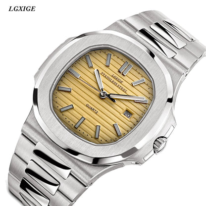 Luckacco LGXIGE TOP Luxury Brand Japan Quartz Watches Men Stainless Steel Military Watch Causal Fashion Business Clock Male Wristwatch