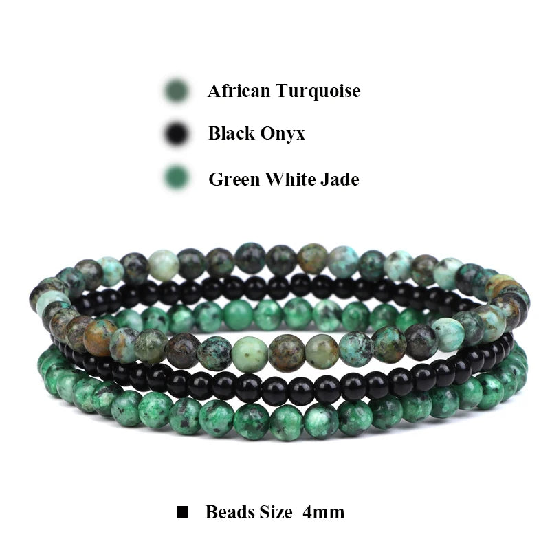 luckacco 3pcs amethysts purple agates elastic bracelets for women men natural stone tiger eye black onyx 4mm beads bracelet set jewelry