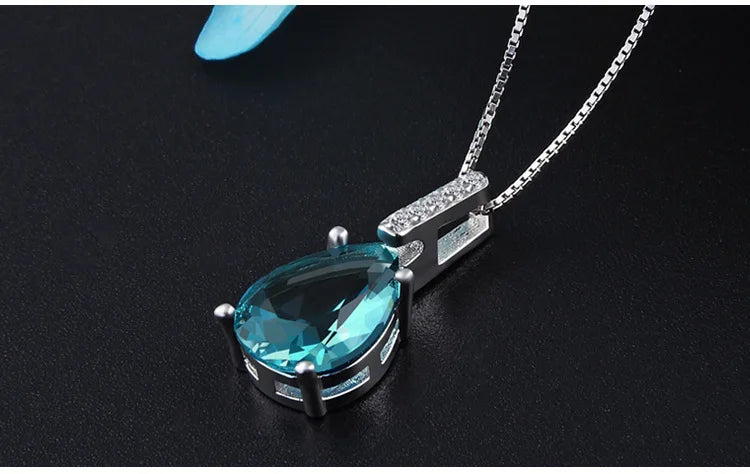 luckacco new 2021 pure natural blue topaz pendant s925 carat necklace colgantes wedding pendant for women dropshipping