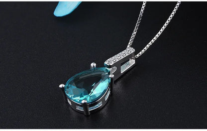 Luckacco New 2021 Pure Natural Blue Topaz Pendant S925 Carat Necklace Colgantes Wedding Pendant for women dropshipping