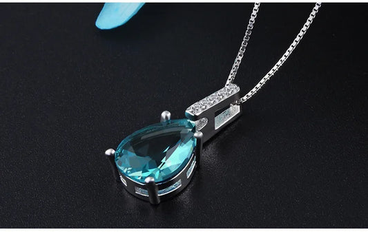 Luckacco New 2021 Pure Natural Blue Topaz Pendant S925 Carat Necklace Colgantes Wedding Pendant for women dropshipping