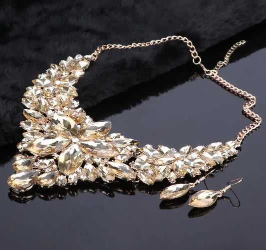 Luckacco Fashion Crystal Jewelry Sets Bridal Necklace Earrings Sets Wedding Party Jewelery Dress Jewellery Decoration Accessories