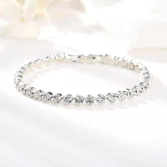 Luckacco Luxury Crystal Tennis Bracelets For Women Wedding Gift Gold Silver Color Metal Roman Chain Bracelets Cubic Zirconia Jewelry