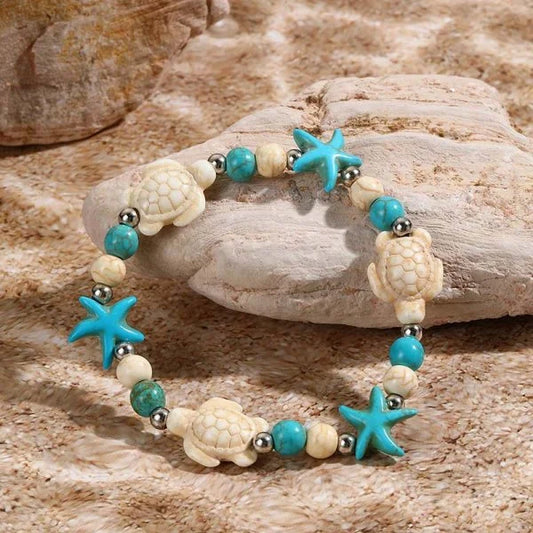 Luckacco Bohemian Imitation Shell Beads Bracelet For Women Sea Star Turtle Woven Rope Bracelet Handmade Friendship Beach Holiday  Jewelry