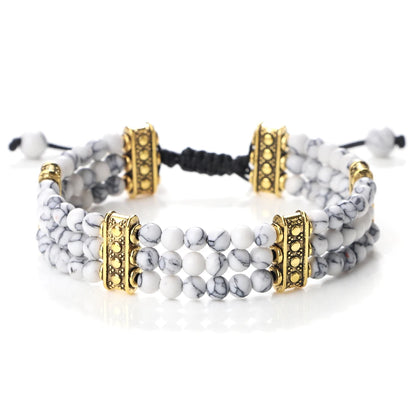 Luckacco Natural Stone Beads Bracelet 4mm Malachite Black Lava Yoga Energy Hot Couple For Women Men Jewelry Braided Rope Knot Bangle Gift