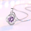 Luckacco Female 925 Sterling Silver Flower Amethyst Pendants And Necklaces For Women Wedding Party Fashion Jewelry