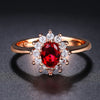 Luckacco Classic Red Crystal Wedding Rings for Women Bridal Beautiful Rose Gold Color Zirconia Engagement Ring Fashion Jewelry R187